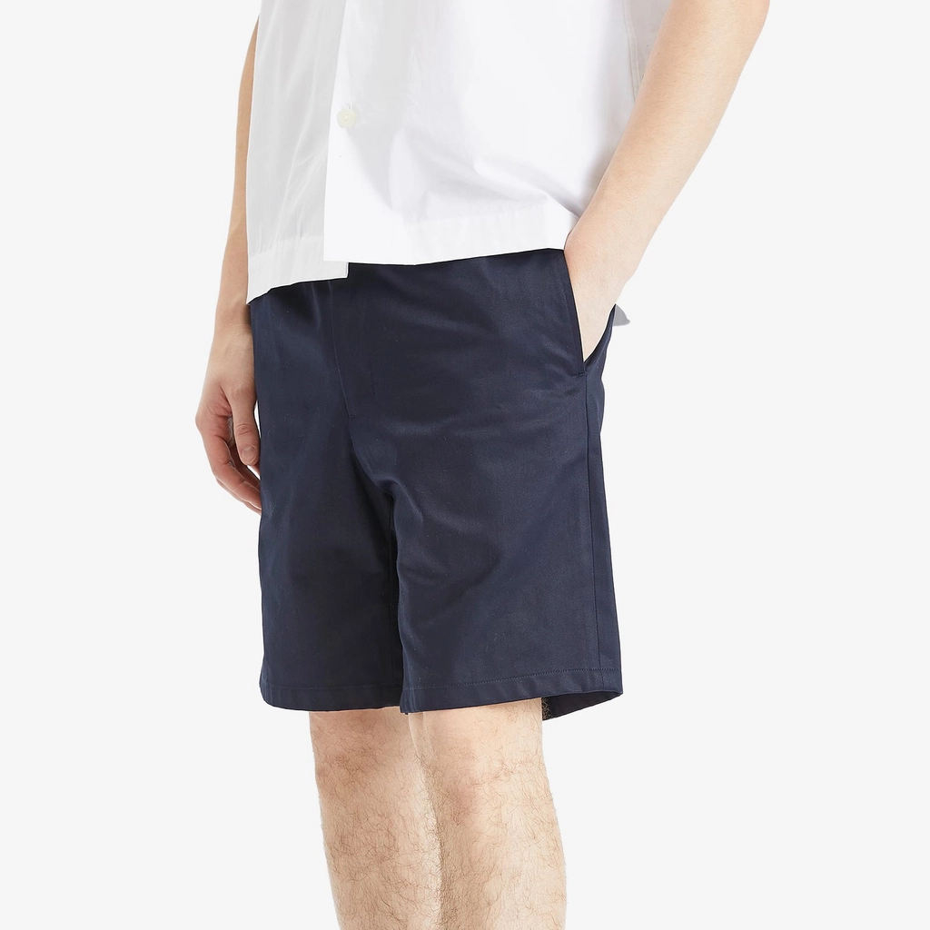 AMI Paris Men's Elasticated Waist Cotton Shorts Navy Blue